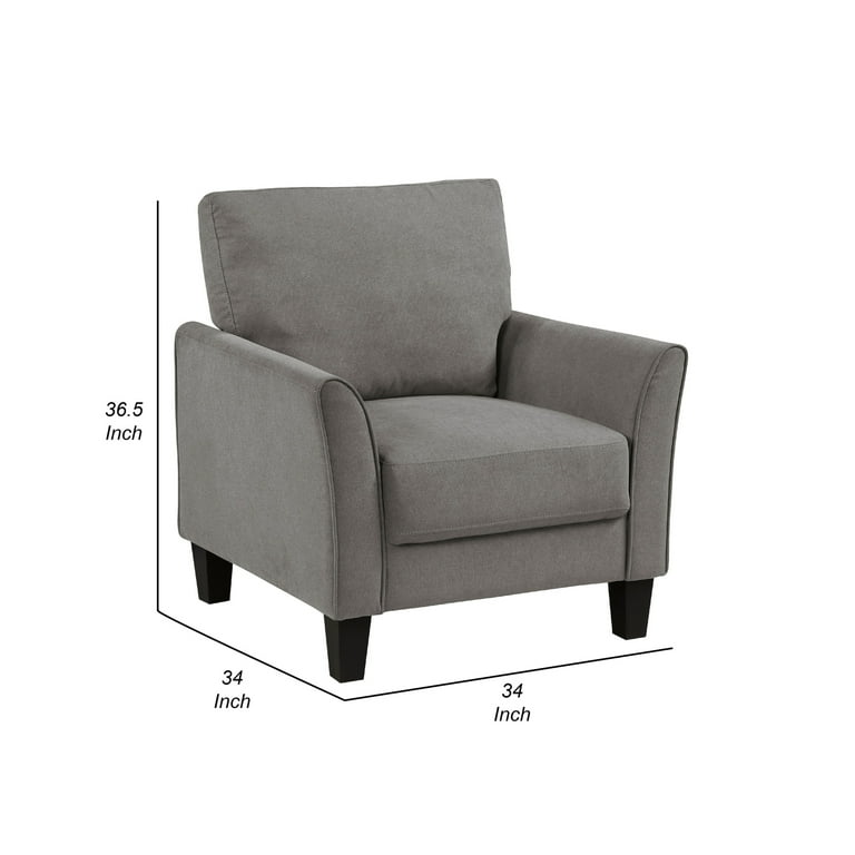 Xumo Sofa Armchair, Taupe Gray 34 Inch, Black Tapered Wood Legs