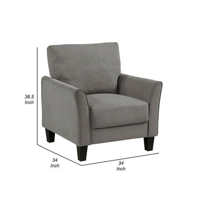 Xumo Sofa Armchair, Taupe Gray 34 Inch, Black Tapered Wood Legs