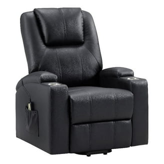 Josen Power Recliner Chair, 36 Inch Gray Faux Leather, Track Armrests