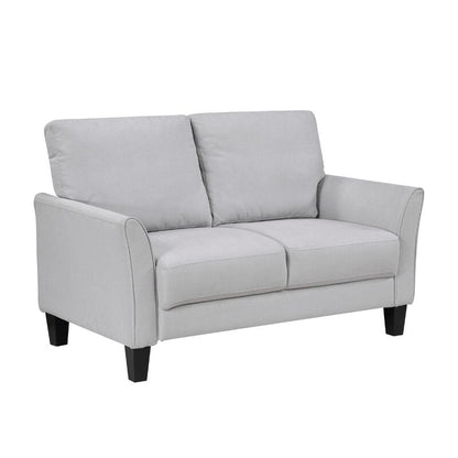 Xumo Loveseat, Light Gray Fabric, 56 Inch, Black Tapered Wood Legs