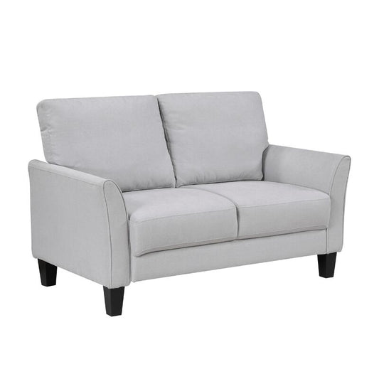 Xumo Loveseat, Light Gray Fabric, 56 Inch, Black Tapered Wood Legs