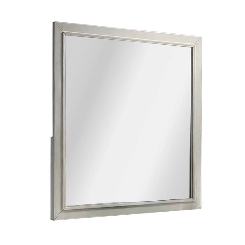 Dresser Mirror, Subtle Antique White Rubberwood, Square 40 Inch