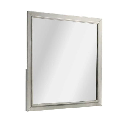 Dresser Mirror, Subtle Antique White Rubberwood, Square 40 Inch