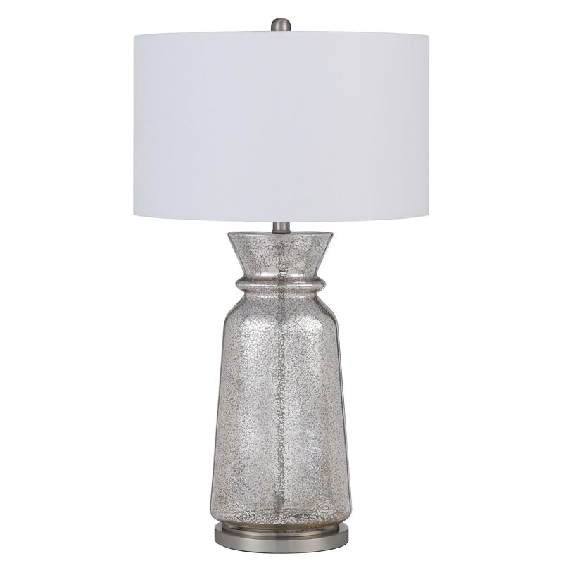 34 Inch Table Lamp Set of 2, White Shade, Glass Vase Shape and Metal Base