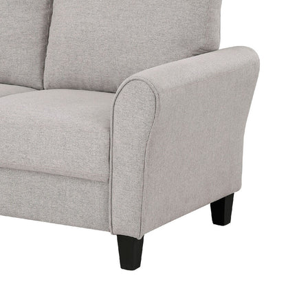 Leroi Loveseat, 58 Inch, Gray Fabric and Round Flared Armrests