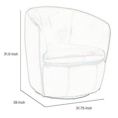 Niko Swivel Accent Chair, Round Barrel Design, Blue Top Grain Leather