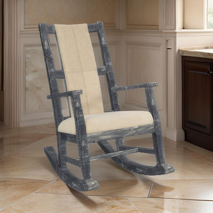 Rena Rocking Chair, Cushion Seat and Back, Black Mahogany Mindy Wood