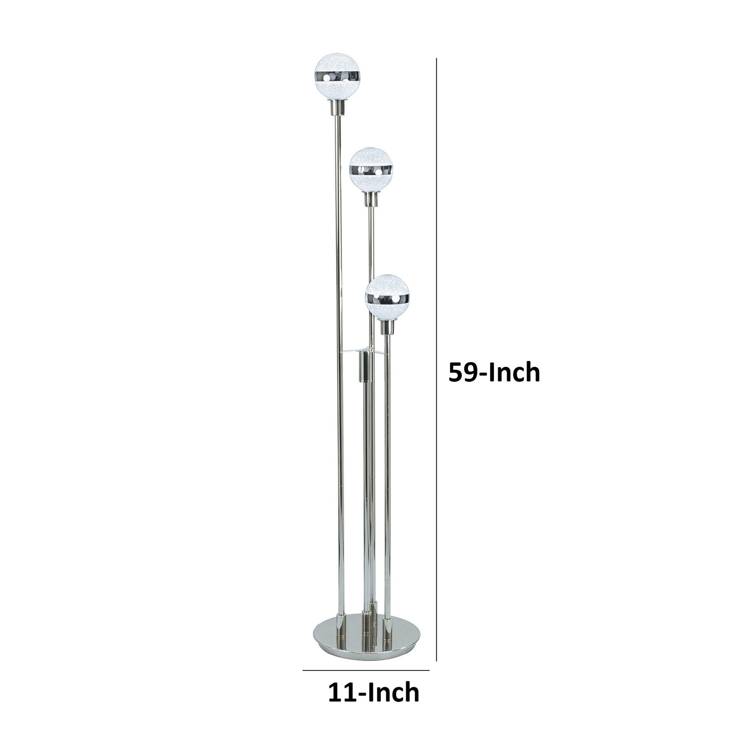 59 Inch Floor Lamp, Modern Accent Globe Glass Shade, Round Base, Nickel