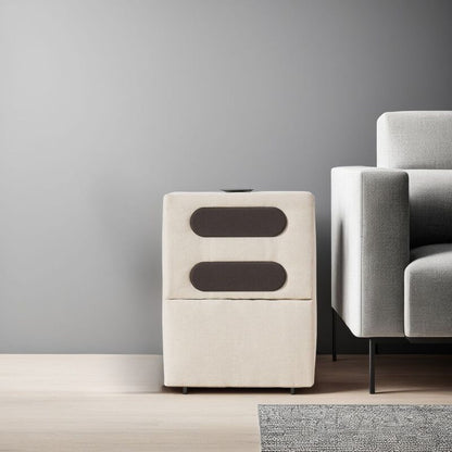 Meso Modular Console Side Table, Audio System, Ivory Nuvella, 37 Inch