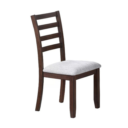 Rosanna Counter Height Chairs, Set of 2, White Fabric Foam Seat, Walnut Brown Wood