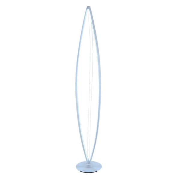 60 Inch Floor Lamp, Modern Accent Round Base, Sturdy Metal Body, White