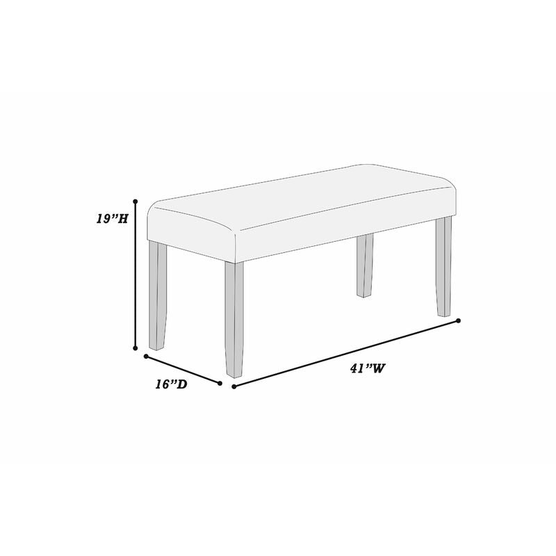 Arun Dining Bench, 41 Inch Charcoal Gray Fabric, Black Rubberwood