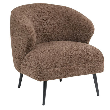 Neda Accent Chair, Soft Brown Boucle, Curved Barrel Back