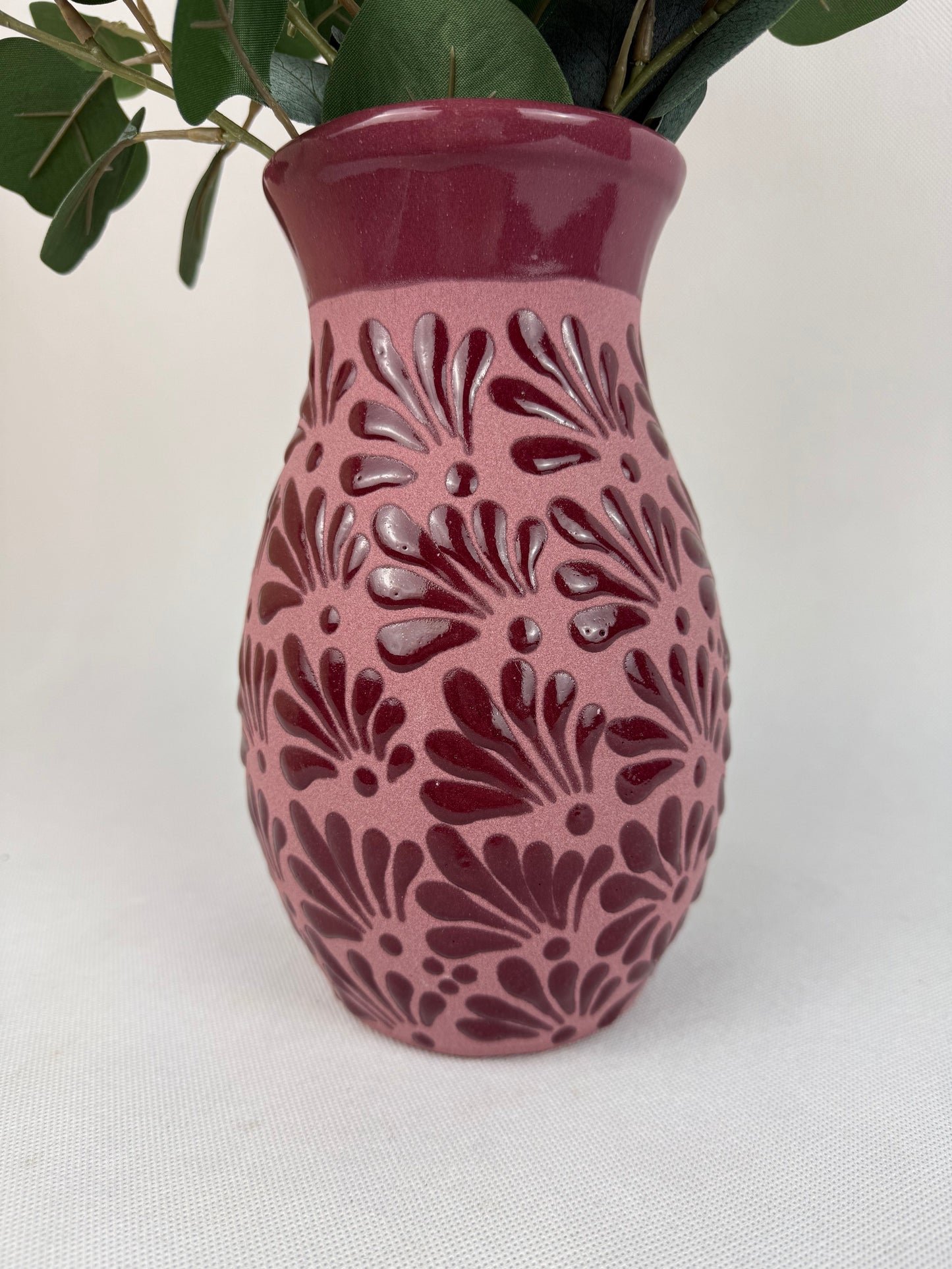 Talavera Style Flower Vase 9 Inch - Engobe Florero