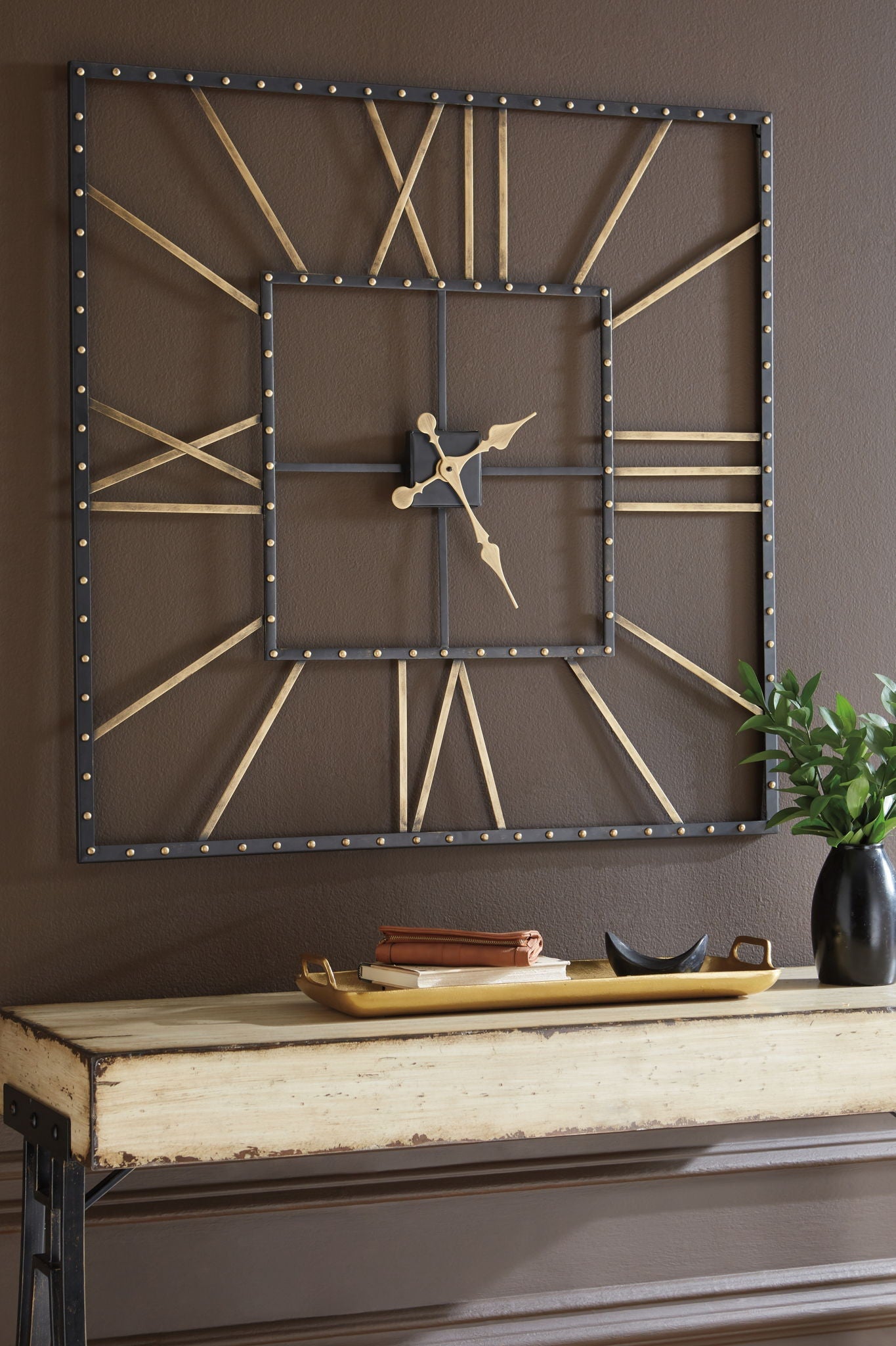 Thames Wall Clock, Black & Gold Finish