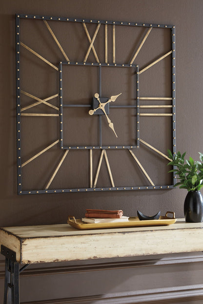 Thames Wall Clock, Black & Gold Finish