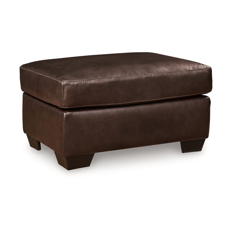 Orion Ottoman, 34 Inch Rich Dark Brown Real and Faux Leather Cushion