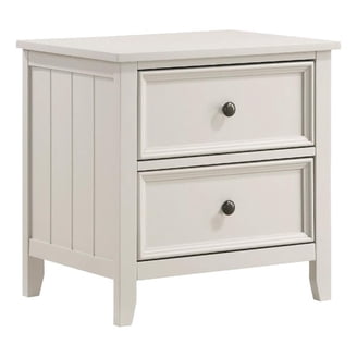 Etgo 2 Drawer Nightstand, 24 Inch, White Melamine Veneer