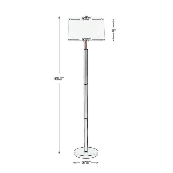 62 Inch Floor Lamp, White Tapered Hardback Shade, Black with Gold Accents