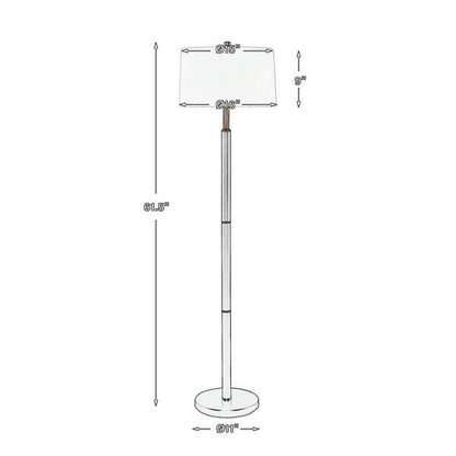 62 Inch Floor Lamp, White Tapered Hardback Shade, Black with Gold Accents