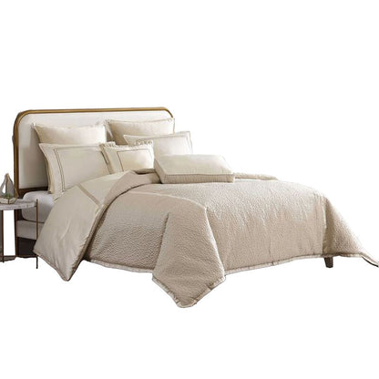Dely 8pc Satin King Size Comforter Set with Shams, Reversible Gold