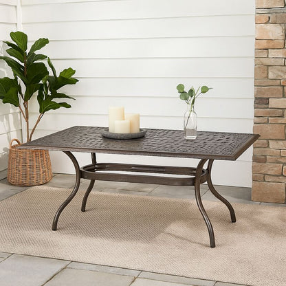 Toni Outdoor Table, 67 Inch Rectangular Top, Lattice Bronze Aluminium