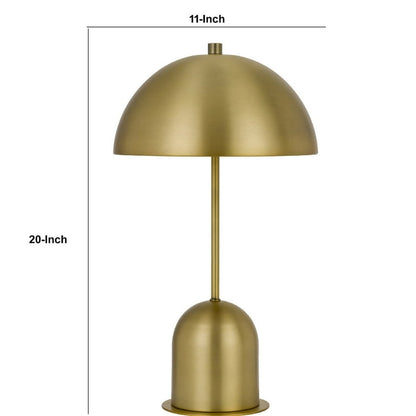 20 Inch Metal Accent Table Lamp with Dome Shade, Brass