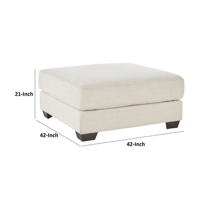 42 Inch Ottoman, Oversized Cushion, Modern Style, Soft Beige Polyester