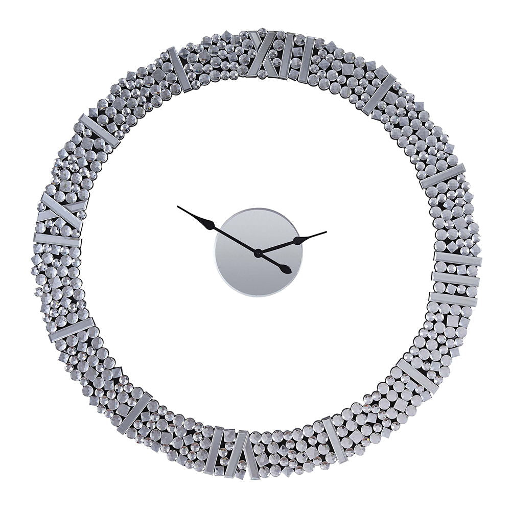 Kachina 39" Mirrored Wall Clock with Faux Gems