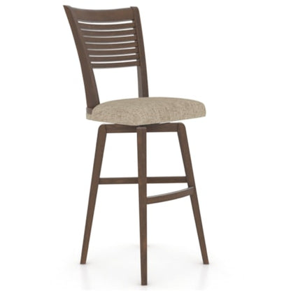 Fela Counter Stool Chair, Black Seat and Back, Natural Brown Wood