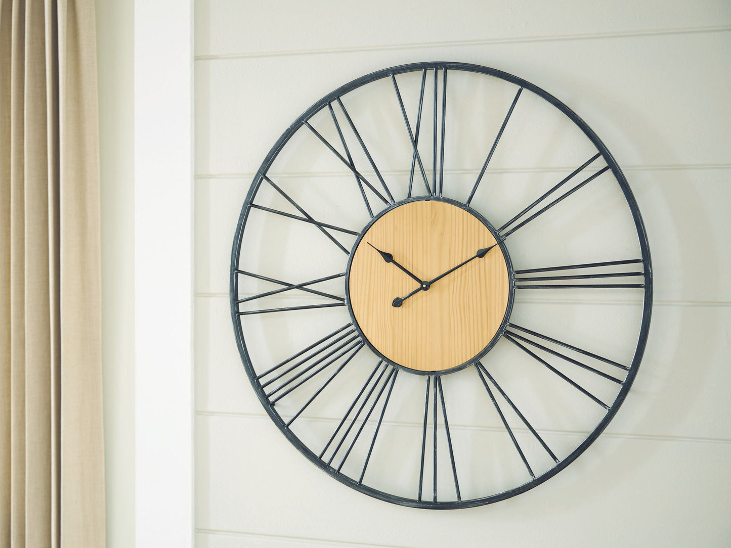 Brockett Wall Clock, Black & Natural
