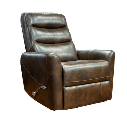 Aki 36 Inch Swivel Manual Recliner Chair, Luxury Plush Black Faux Leather