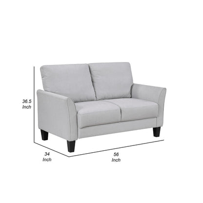Xumo Loveseat, Light Gray Fabric, 56 Inch, Black Tapered Wood Legs