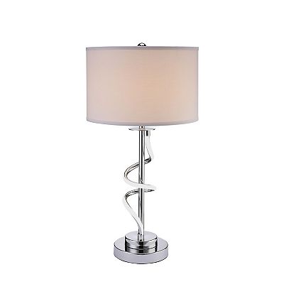 Jame 29 Inch Table Lamp, Drum Fabric Shade, Accent Round Chrome Base