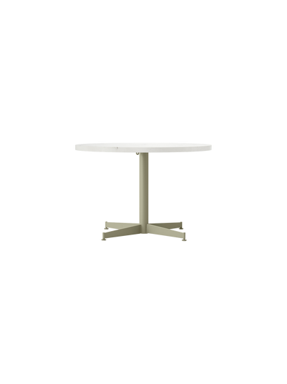 Del Modern Coffee Table, 47 Inch Round Top, Glossy White Ribbed Base