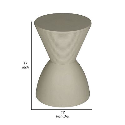 Niya 17 Inch Side End Table, Round Top, Pedestal Base, Indoor Outdoor, Gray
