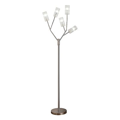 67 Inch Floor Lamp, Modern Globe Glass Shade, Round Metal Base, Nickel
