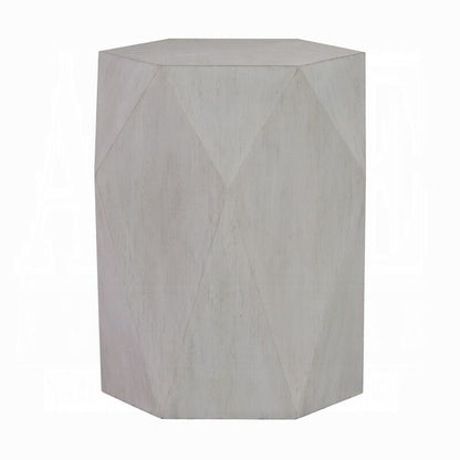 Hano Side End Table, Black Rubberwood, 22 Inch Modern Geometric Body