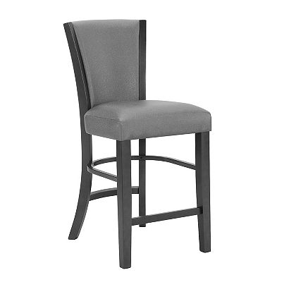 Brandon 24 Inch Counter Height Chair Set of 2, Gray Fabric Upholstery