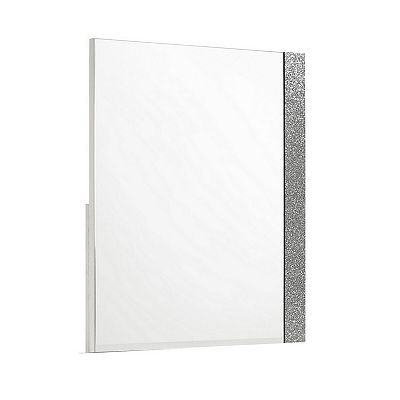Ara 33 x 39 Dresser Mirror, Crystal Accents, White Glossy Laminate Finish