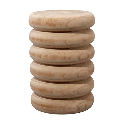 Jevy Outdoor Accent Table, 12 Inch Spiral Natural Brown Paulownia Wood