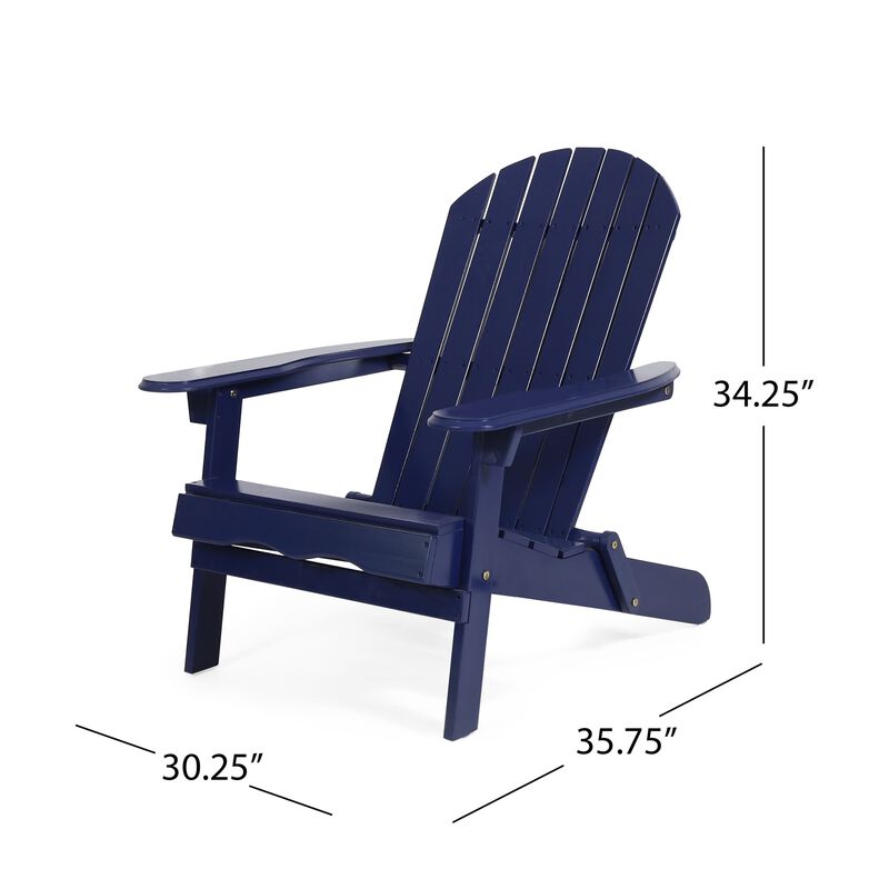 Libo Outdoor Adirondack Chair, Slatted Seat, Modern White Acacia Wood