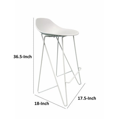 Bert 30 Inch Barstool Chair Set of 2, Low Back, Geometric Black Metal