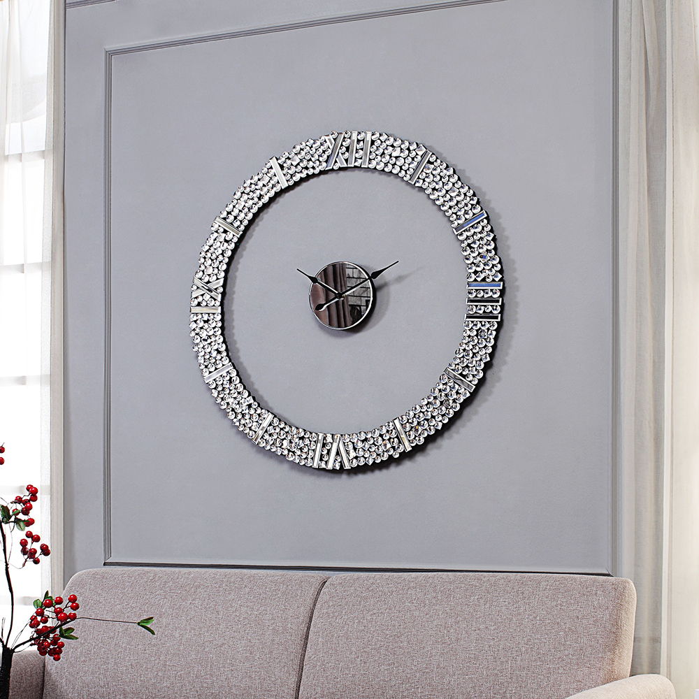 Kachina 39" Mirrored Wall Clock with Faux Gems