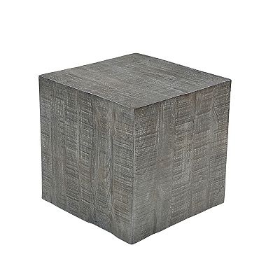 Rydan Side End Table | 19 Inch Square Block Top | Sandblasted Gray Mango Wood