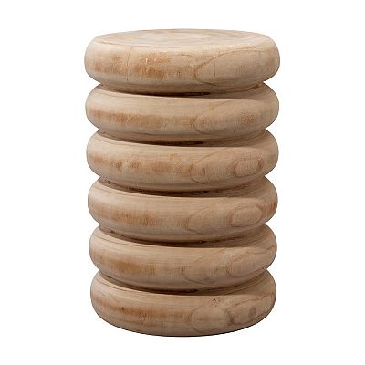 Jevy Outdoor Accent Table, 12 Inch Spiral Natural Brown Paulownia Wood