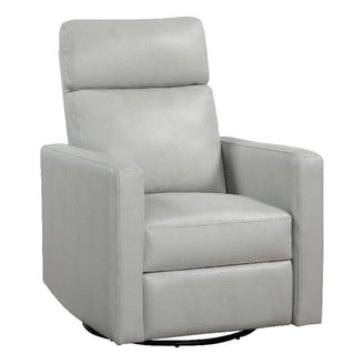 Yujo Recliner Chair, Manual, 30 Inch, Gray Faux Leather, 360 Swivel