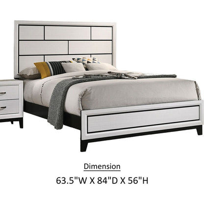 Erica Queen Size Bed, Gray, Black Wood Finish, Panel Style Headboard