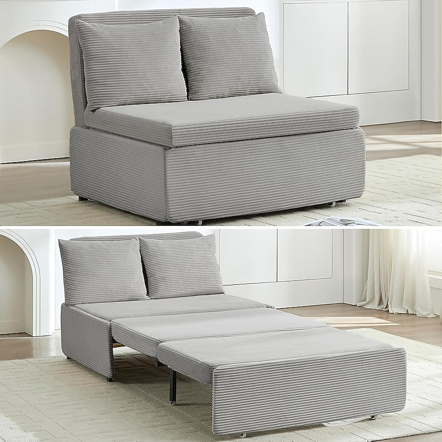 Jiya Convertible Sofa Chair to Single Bed, Blue Fabric, 76 Inch
