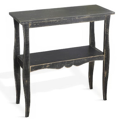 Zela Small Side End Table w Shelf and Curved Legs, Natural Brown, 11x14 Top